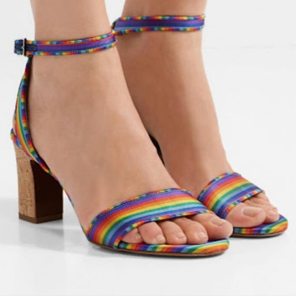 Tabitha Simmons Rainbow Twill Sandal (38)